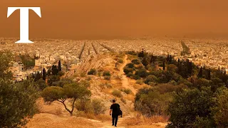 Athens skies painted orange by Saharan dust clouds