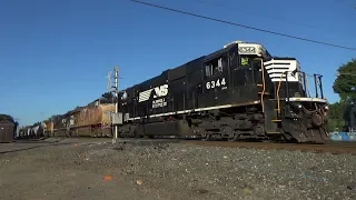 Eastbound NS Mixed Freight 12V with an SD40E Leader #6344 and UP Power In Enon Valley, PA