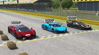 Assetto Corsa - Devel Sixteen Vs Bugatti Bolide Vs Koenigsegg Absolut Jesko at Special Stage Route