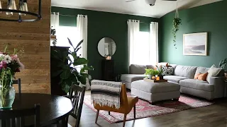 Dark Green Living Room Makeover | MOODY Transformation 😍 | SINGLE MOM DIARIES