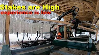 Trying Not to Drop a Log on my Sawmill with a Log Loader Trailer