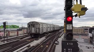 NYC Subway HD 60 FPS: Budd R32 A Train & Test Train @ 88th Street & Rockaway Boulevard (12/28/16)