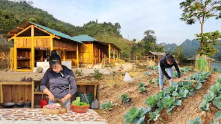 TIMELAPSE :Build a new wooden kitchen, build a stove, dining table and cupboards|Trieu Thi Hoa
