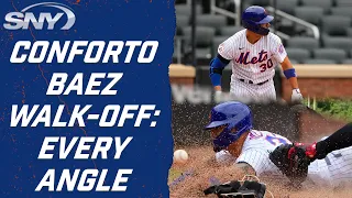 Michael Conforto's walk-off hit, Javier Baez's slide from every angle | Mets vs Marlins | SNY