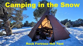 Winter Camping in the Snow with Wood Stove | Me and My Dog