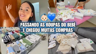 PASSANDO AS ROUPAS DO BEBÊ 👶🏻💙 CHEGOU MUITAS COMPRAS DE ENXOVAL 😍