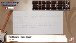 🎸 I Will Survive - Gloria Gaynor Guitar Backing Track with scale, chords and lyrics