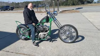 You got to watch this!  A EFM clutchless suicide shift shovelhead!   It is so fun.