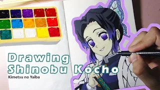 Drawing Shinobu Kocho from Demon Slayer | Kimetsu no Yaiba #art #shorts #anime #animedrawing