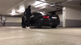 BMW M2 in Black - Cold Engine start with pop and bangs / revs and sound