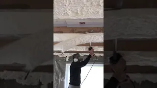Spray foam insulation full flush finish.