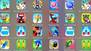 Save The Fish,Bowmasters,Count Master 3D,Solo Leveling,Brick Ruilder,My Talking Tom 2,Going Balls...