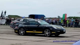 Porsche 9ff 997 Turbo 1200 HP vs Porsche Panamera GTS drag race