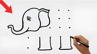 How to draw elephant from dots | How to draw elephant step by step for beginners