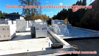 Budowa domu z poddaszem użytkowym - Dzień pierwszy prac przy murowaniu parteru