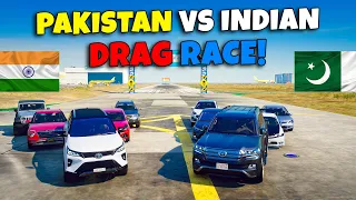 Battle Of Pakistan VS India | Pakistan Car Vs India Car Drag Race | GTA 5 Pakistan