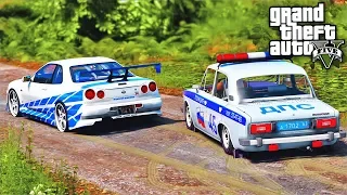 ПОГОНЯ В GTA 5 - УГОНЯЮ ОТ КОПОВ НА СКАЙЛАЙНЕ! NISSAN SKYLINE РАЗБИЛ В ПОГОНЕ! ⚡ГАРВИН