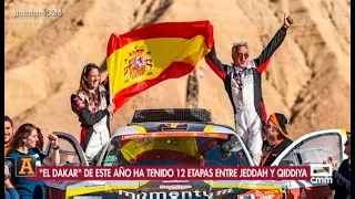 Manolo y Mónica Plaza tras hacer historia al terminar el Dakar 2020. 11/03/2020.