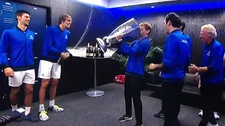 Team Europe celebrating winning the Laver Cup 2018