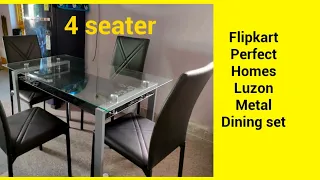 Flipkart Perfect Homes Luzon Metal Dining Set Unboxing Installation |Glass Type|4 Seater|GetInTelugu