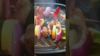 Grilling my shrimp kabobs
