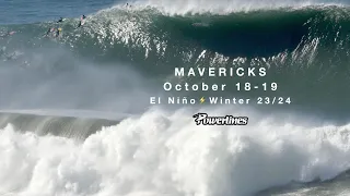 FIRST SWELL OF THE SEASON at MAVERICKS  - OCTOBER 18 -19 - El Niño  23/24 #powerlinesproductions #4K