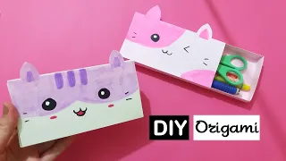 How to Make Origami Pencil Case - Easy Paper Pencil Case - DIY Kawaii Origami