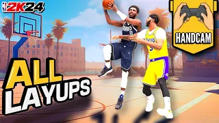 NBA 2K24 LAYUPS TUTORIAL w/ HANDCAM - How to SCOOP, EUROSTEP, HOPSTEP, SPIN, JELLY, REVERSE & More !