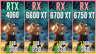 RTX 4060 vs RX 6600 XT vs RX 6700 XT vs RX 6750 XT - Test in 12 Games