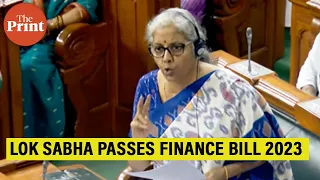 Watch: Nirmala Sitharaman tables Finance Bill 2023 amid sloganeering by opposition MPs in Lok Sabha