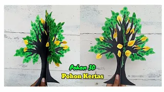 CARA MEMBUAT POHON 3D DARI KERTAS ORIGAMI | POHON KERTAS | POHON 3 DIMENSI DARI KERTAS ORIGAMI