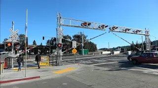 Compilation Railroad Crossings With Double Cantilever Towers On One Side Redone, USA Crossings