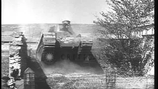 Capabilities of two  French Char 2C Super Heavy tanks being demonstrated HD Stock Footage