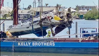 Hurricane Ian Boat Removal, Peeled Open And Crushed