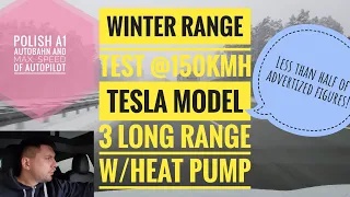 Finally: 150 kmh winter autobahn range test of Tesla Model 3 Long Range 2021