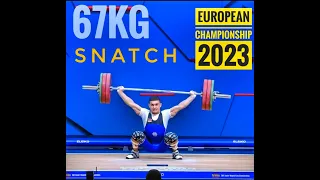 European championship 2023 MEN  67 kg SNATCH 😳 Great fight 😳
