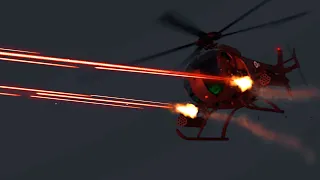 AH-6 Little Bird in Action - Red Tracer Firing - Rocket - Simulation - ArmA 3