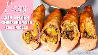 Easy Air Fryer Cheeseburger Egg Rolls Recipe | Munchy Goddess