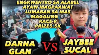 LUMABAN SA MAS MAGALING😅 JAYBEE SUCAL 🆚 DARNA GLAN race-9 prize5.5k alabel saranggani philippines🏆