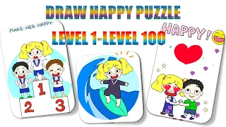 DRAW HAPPY PUZZLE LEVEL 1-LEVEL 100 MAKE HER HAPPY GAMEPLAY