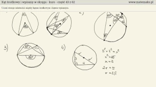 Kąty środkowe i wpisane w okręgu - kurs