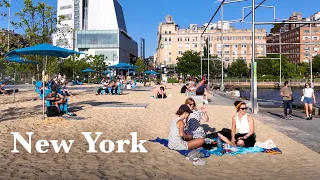 NYC WALK [4K] Midtown Hudson River Greenway, Public "Beach", Frying Pan, High Line | May 2024