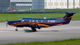 Indigo and orange | 247 Aviation Pilatus PC-12 NG G-LUSO close-up