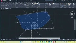 Construction of involute of a circle with normal and tangent in AutoCAD.
