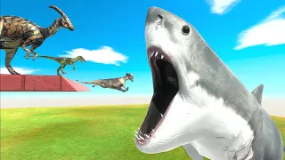 Dinosaurs jump Over Aquatics - Animal Revolt Battle Simulator