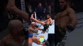 Islam Makhachev's FLAWLESS Headkick to Rock Alex Volkanovski - SUPER SLOW MO