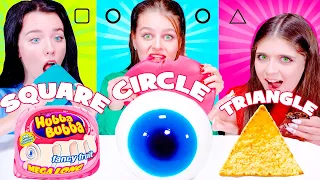 GEOMETRIC SHAPES FOOD CHALLENGE | Eating Only Square, Triangle, Circle Food MUKBANG