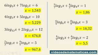 Ecuaciones logaritmicas con diferente base