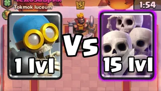 Lvl 15 skeleton army vs lvl 1 bomber and tower