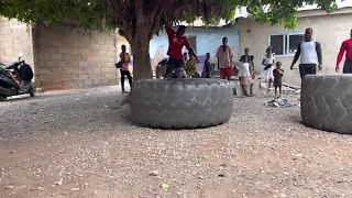 Crazy tire/tyre flips with hammer workout I use this as my cardio workout 🔋🔥💪🏾